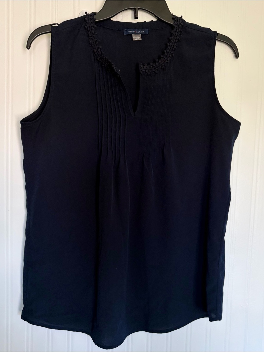 Tommy Hilfiger Black Sleeveless Camisole with Decorative Trim
